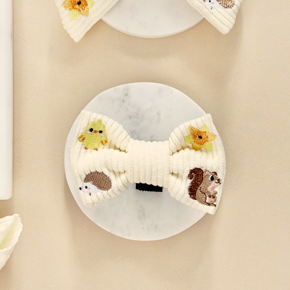 Embroidered Woodland Walkies Bow Tie