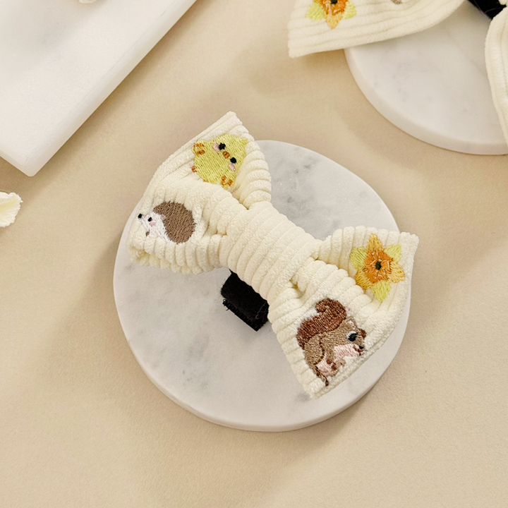 Embroidered Woodland Walkies Bow Tie