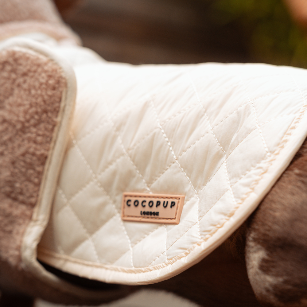 LUXE Quilted Dog Coat - Creamy Chai