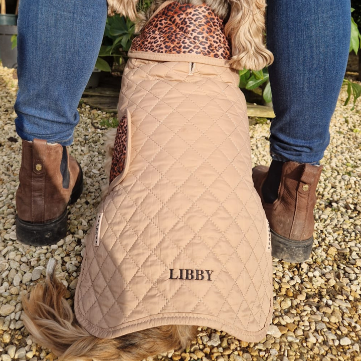PERSONALISED Quilted Dog Coat - Leopard Pup