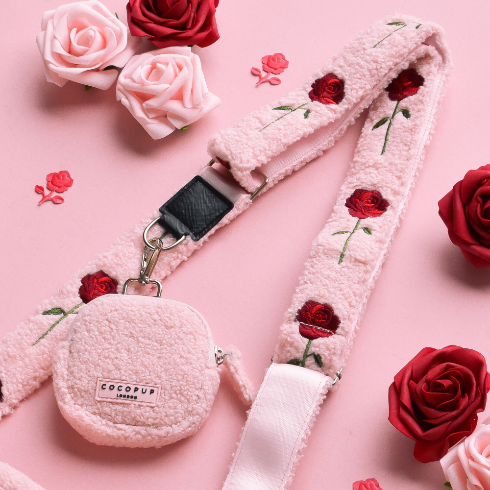 Bag Strap - Embroidered Roses Teddy