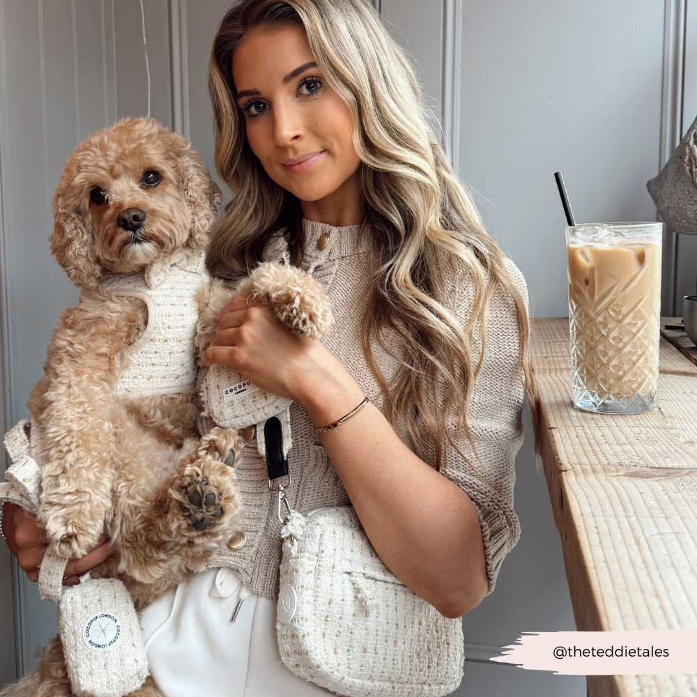 Vanilla Textured Tweed Dog Walking Bag Bundle - Vanilla Textured Tweed