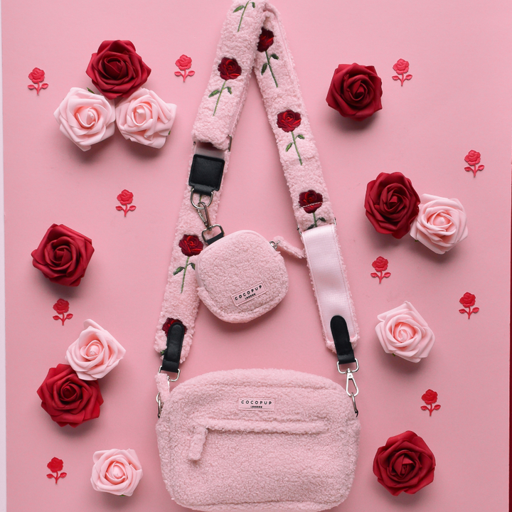 Bag Strap - Embroidered Roses Teddy