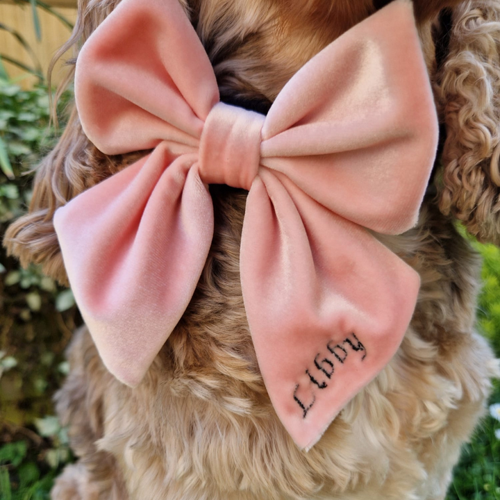PERSONALISED Velvet Sailor Bow Tie - Baby Pink