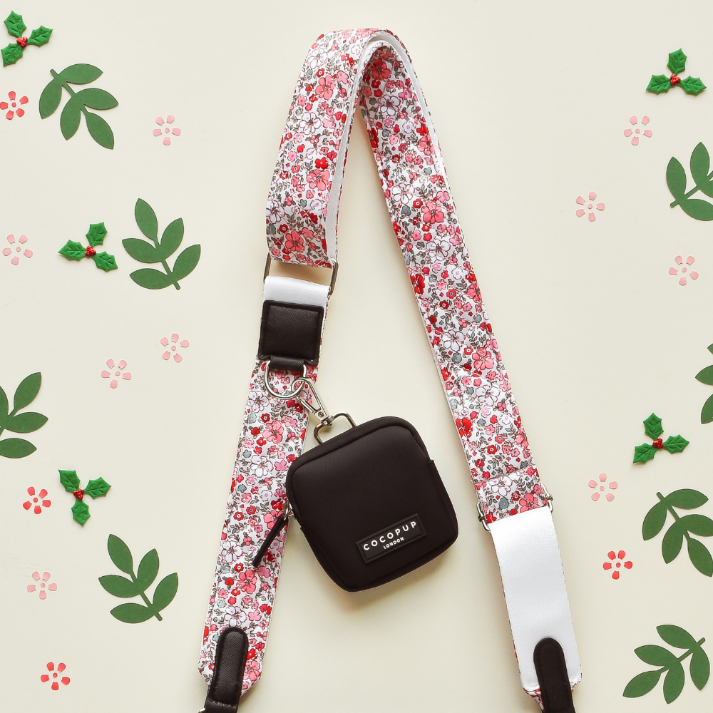 Dog Walking Black Bag Bundle - Quilted Christmas Flowers