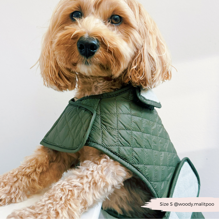 LUXE Quilted Dog Coat - Country Khaki