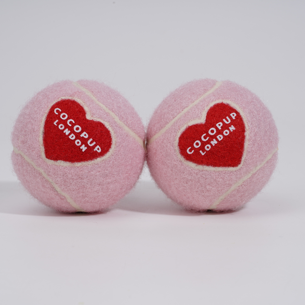 Tennis Ball - Pink & Red Heart