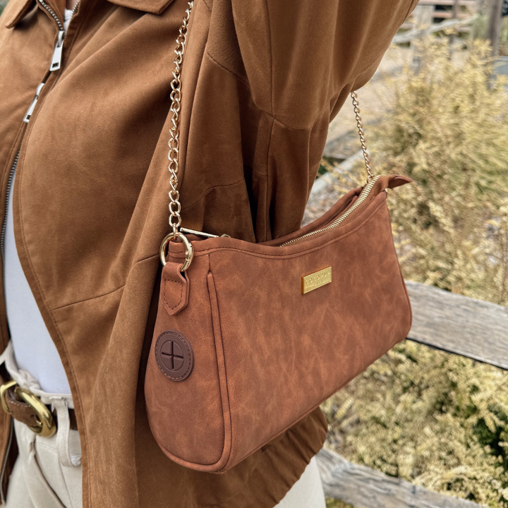 Dog Walking Bag - Tan Suedette