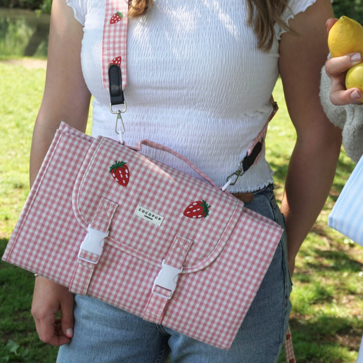 Travel Mat & Blanket Set - Strawberry Picnic Pup