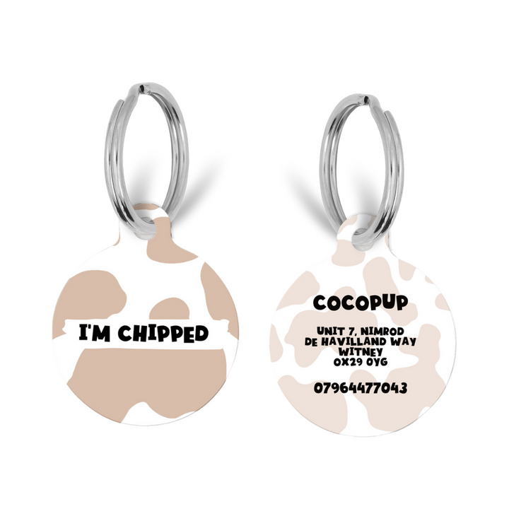 Personalised Text ID Tag - Nude Cow