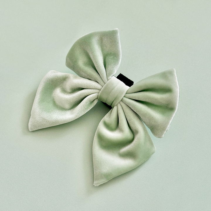 Velvet Sailor Bow Tie - Sage