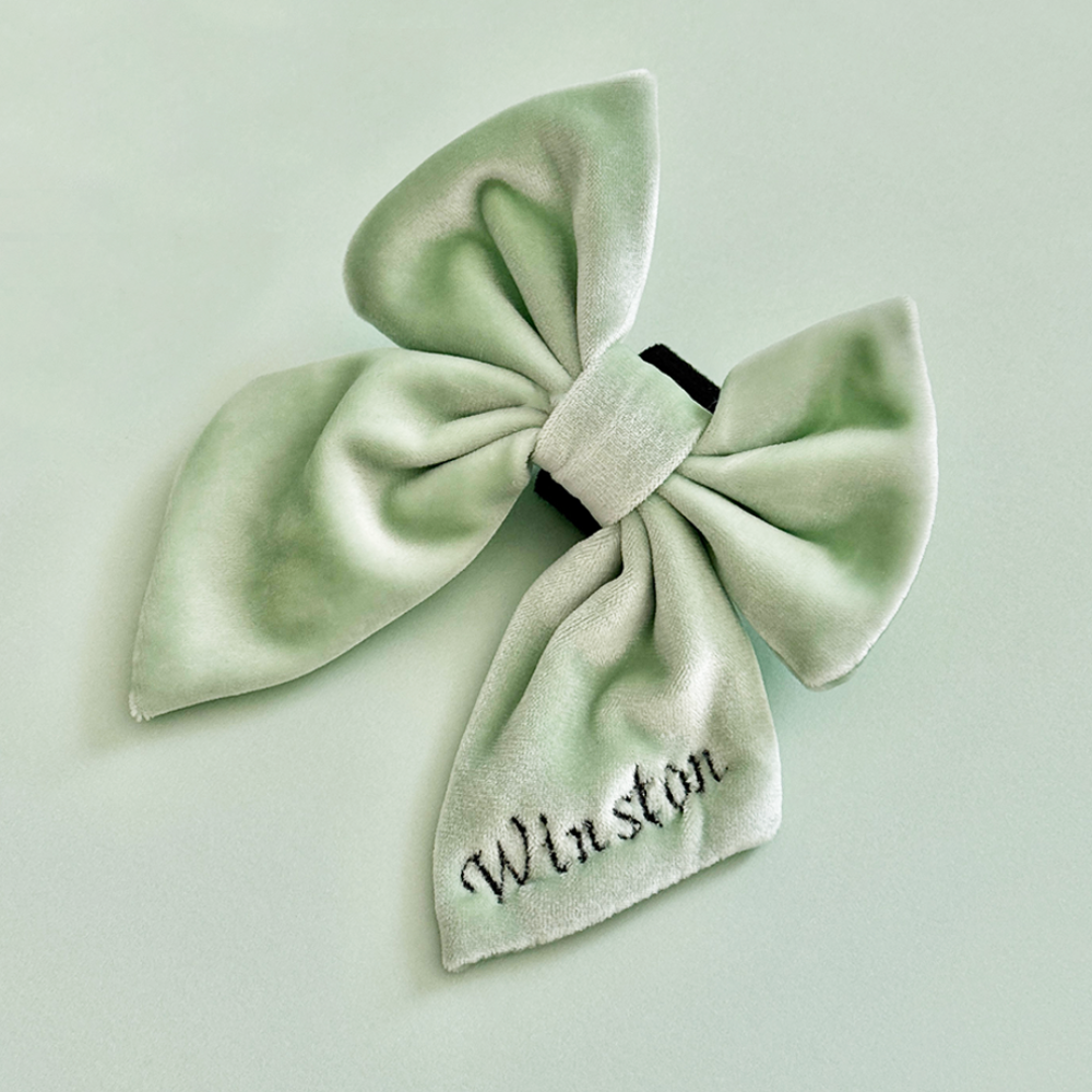 Velvet Sailor Bow Tie - Sage
