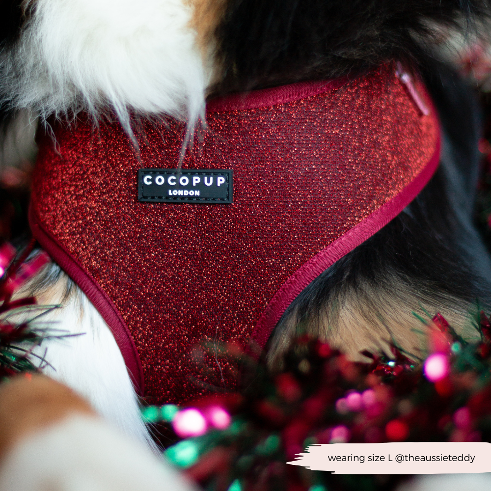 Limited Edition Burgundy Sparkle Pup Adjustable Neck Harness