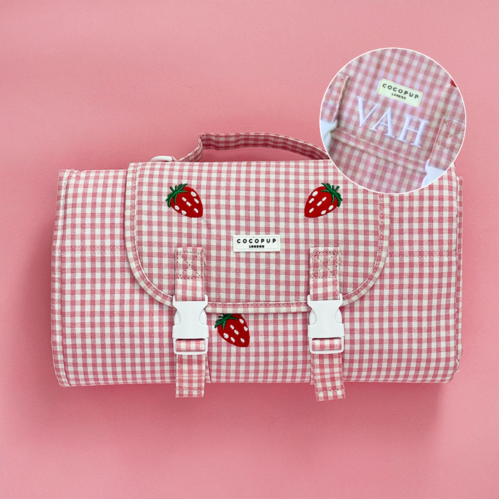 PERSONALISED Travel Mat - Strawberry Picnic Pup