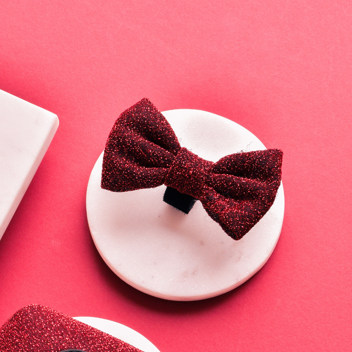 Limited Edition Burgundy Sparkle Pup Bow Tie