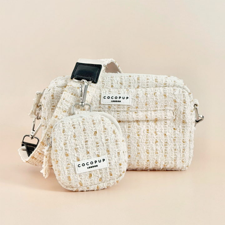Vanilla Textured Tweed Dog Walking Bag Bundle - Vanilla Textured Tweed