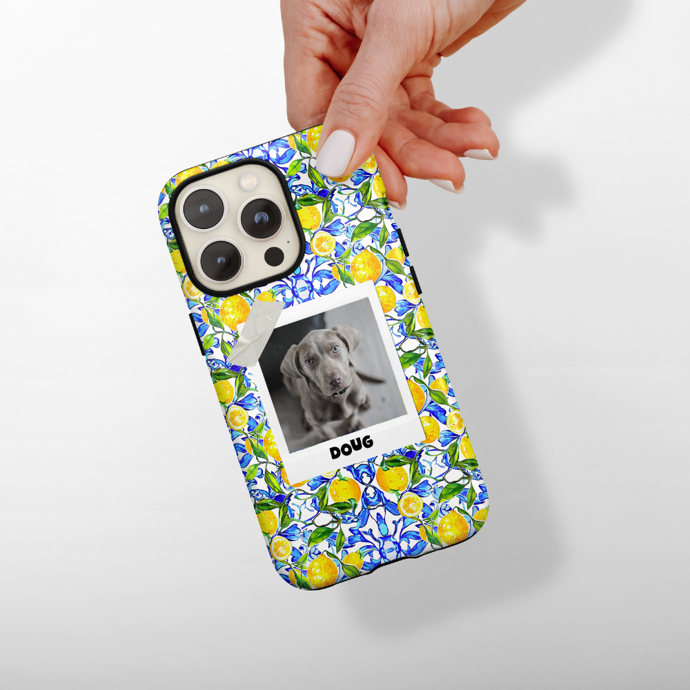 Patterned Personalised Polaroid Dog Phone Case - Upload Your Photo