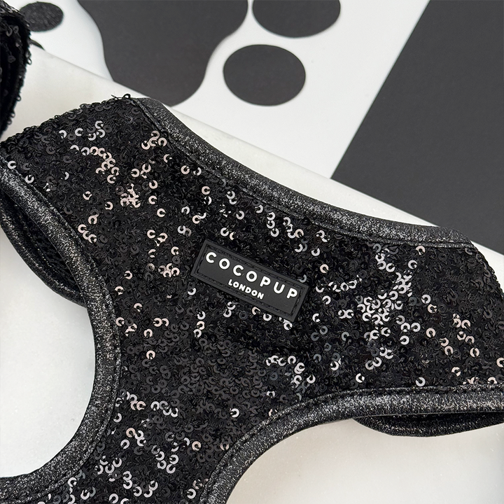 Limited Edition Sparkle Season Black Adjustable Neck Harness, Lead & Collar Bundle