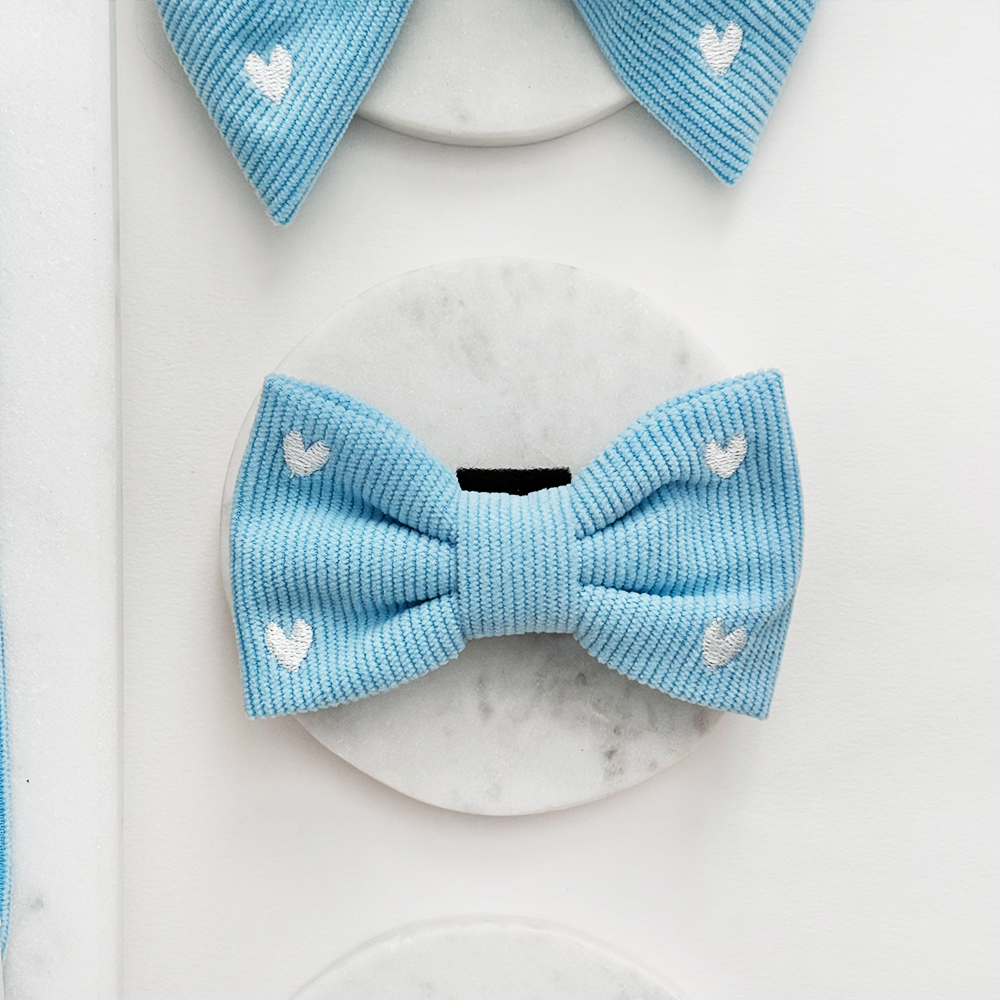 Blue Heartstrings Cord Bow Tie