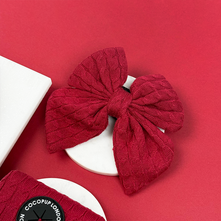 Cable Knit Sailor Bow Tie - Mulled Wine