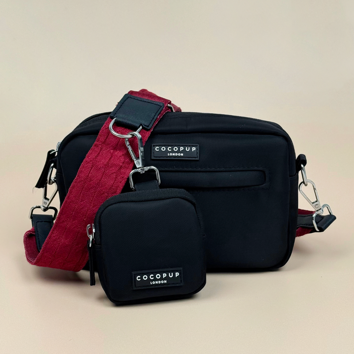 Dog Walking Black Bag Bundle - Mulled Wine Cable Knit