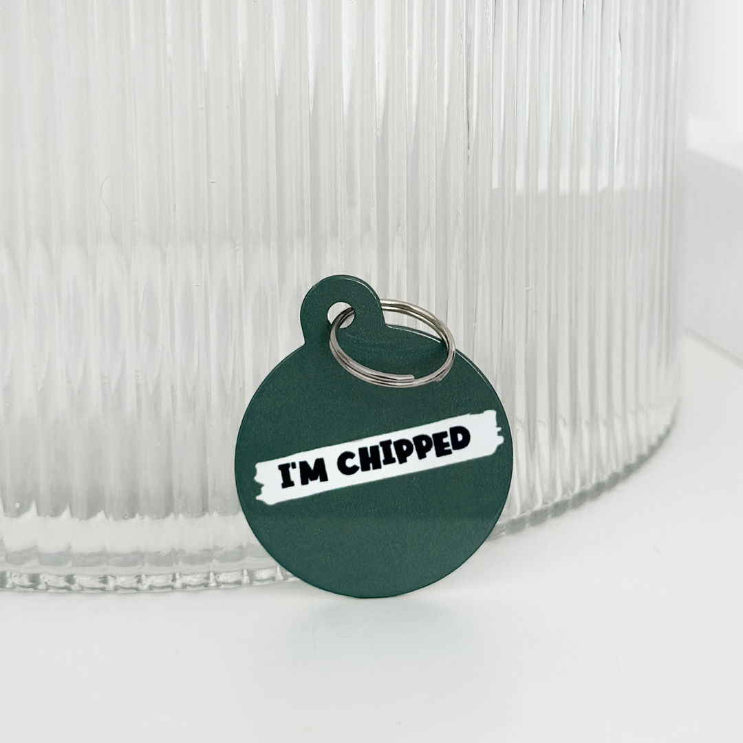 Personalised 'I'm Chipped' ID Tag - Khaki