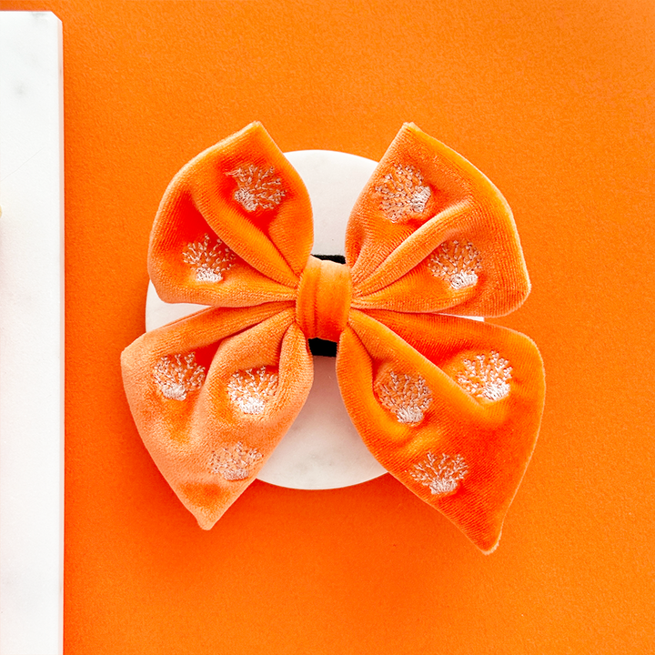Luxe Velvet Sailor Bow Tie - Coral Core