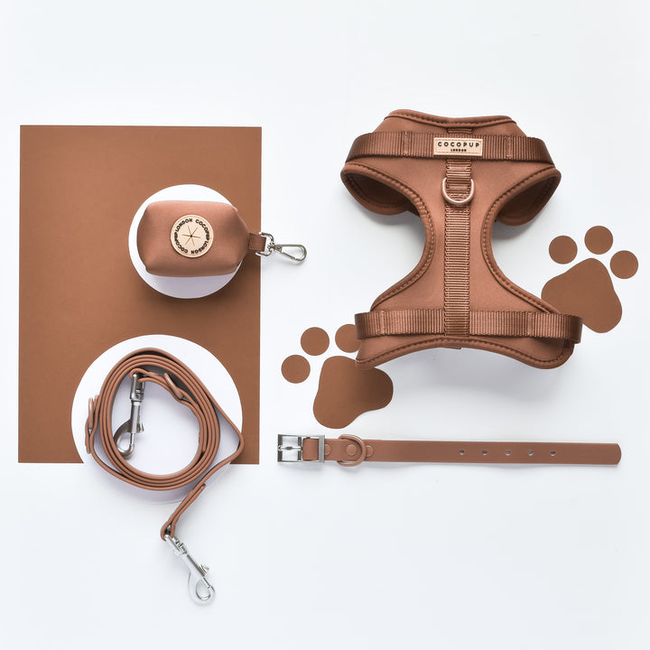 NAKD Adjustable Neck Harness, Lead, Collar & Poop Bag Bundle Bundle - Brownie