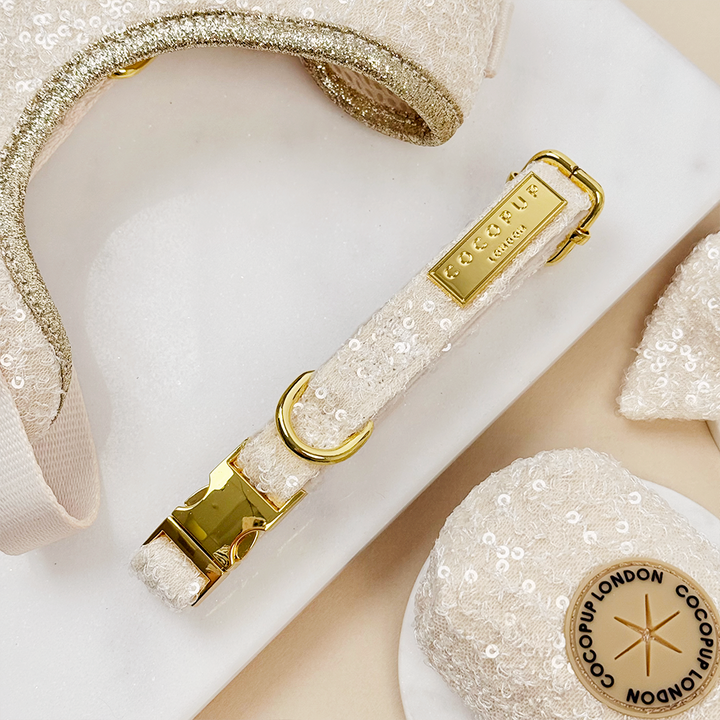 Limited Edition Sparkle Season Gold Adjustable Neck Harness, Lead & Collar Bundle