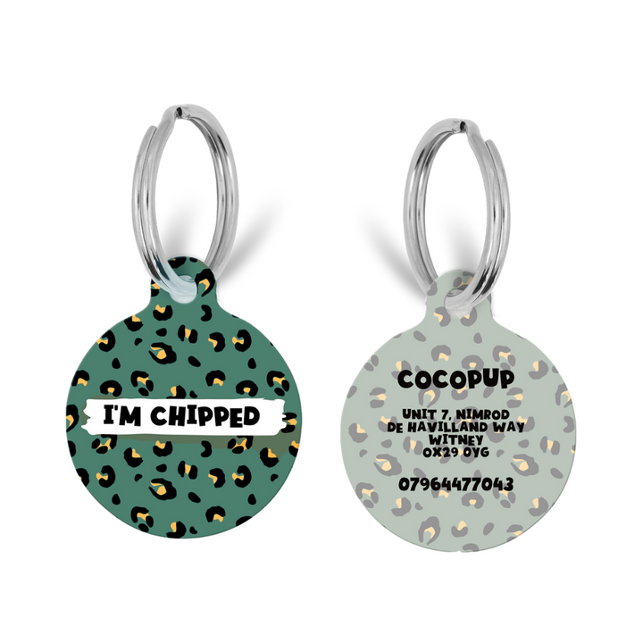 Personalised Text ID Tag - Khaki Leopard