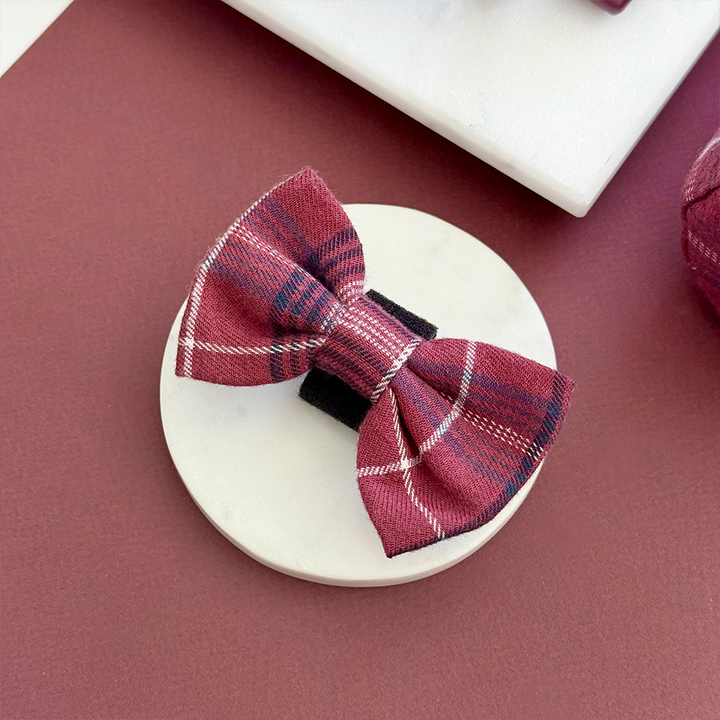 Mulberry Plaid Bow Tie