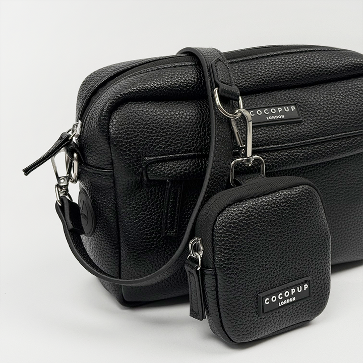PU Leather Dog Walking Bag Bundle - Black