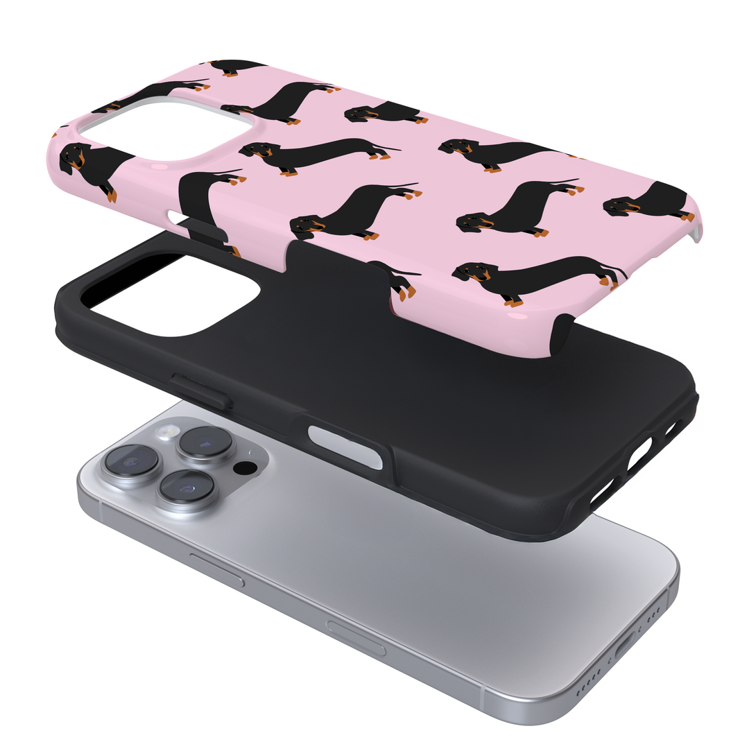 Tough Phone Case - Pink Dachshund