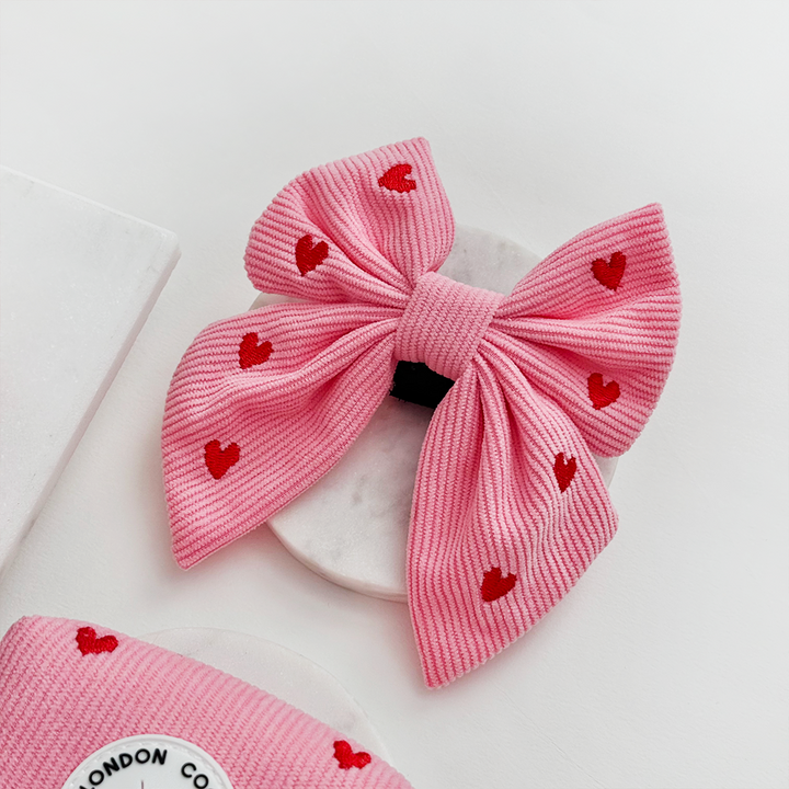 Pink Heartstrings Cord Sailor Bow Tie