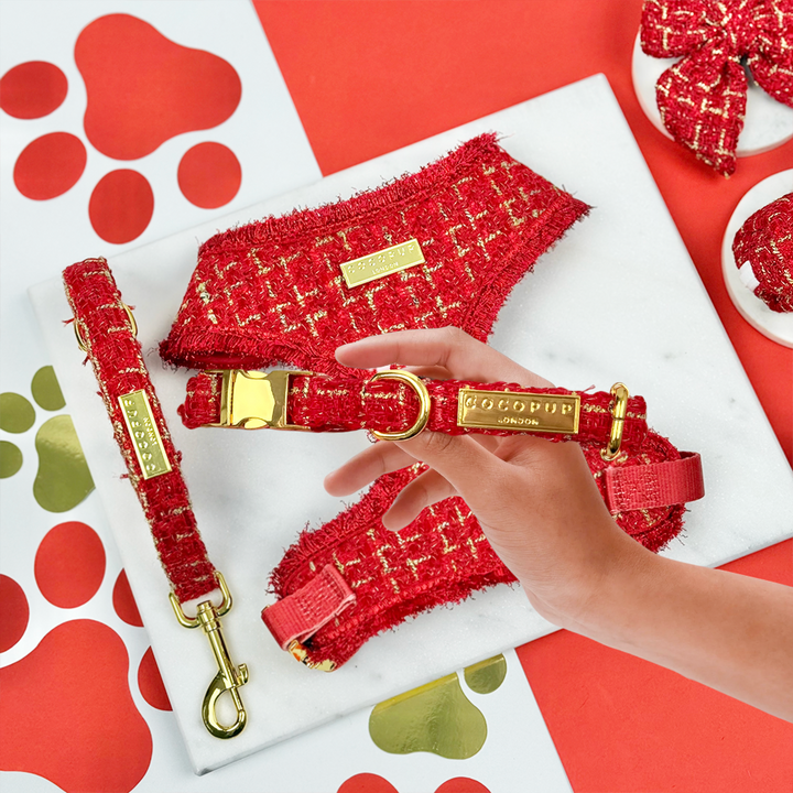 Red Textured Tweed COLLAR