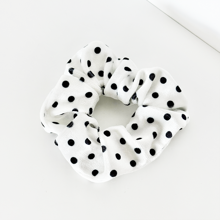 White Polka Dot Scrunchie by Coconut Lane