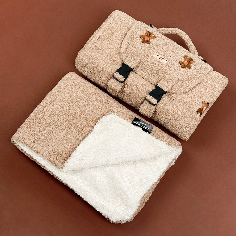 Travel Mat & Blanket Set - Theo Embroidered Teddy