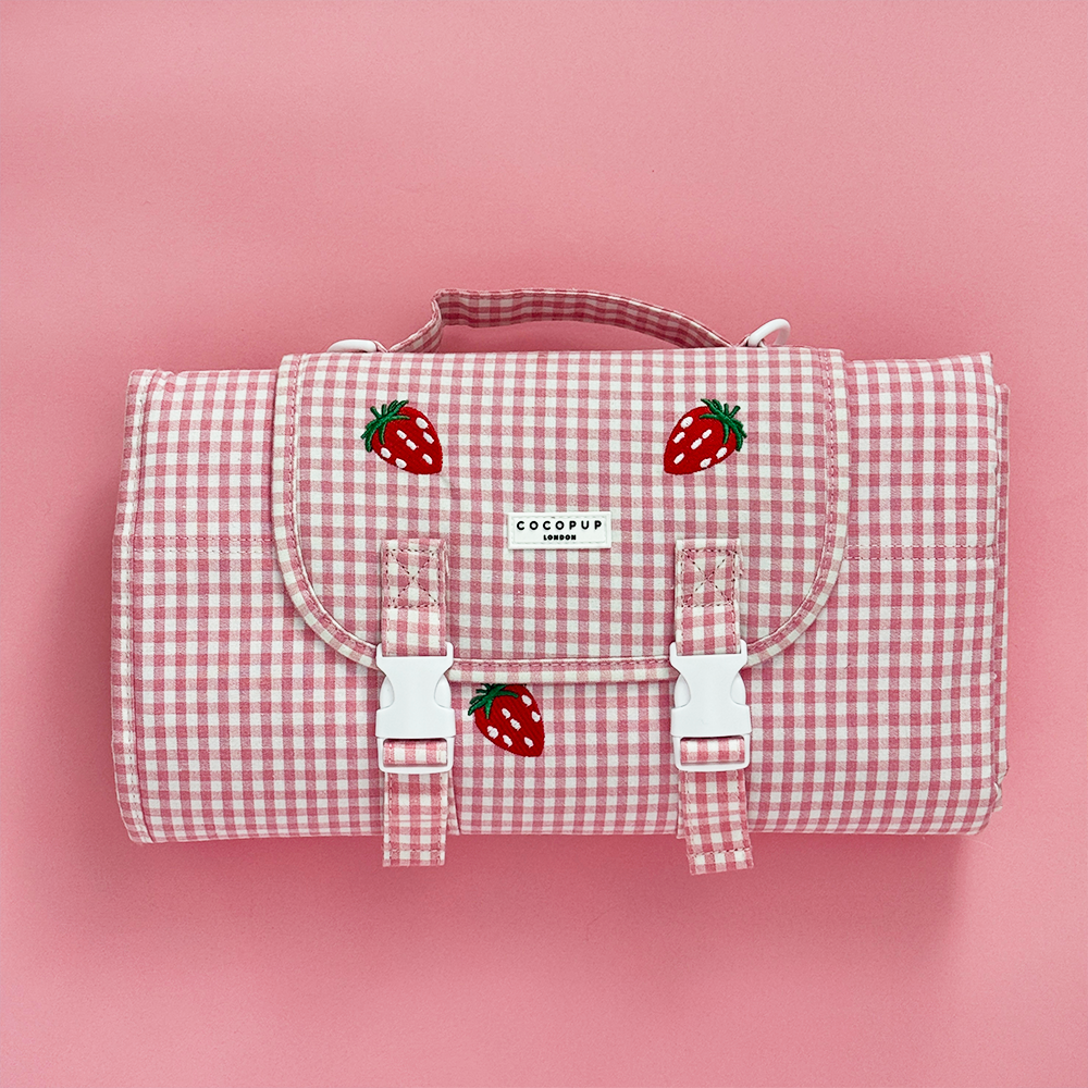 Travel Mat & Blanket Set - Strawberry Picnic Pup
