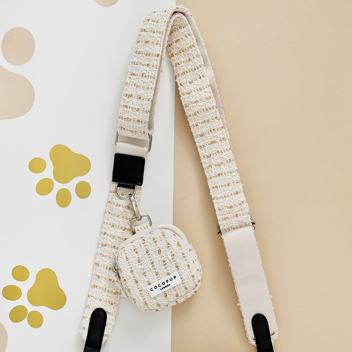 Vanilla Textured Tweed Dog Walking Bag Bundle - Vanilla Textured Tweed