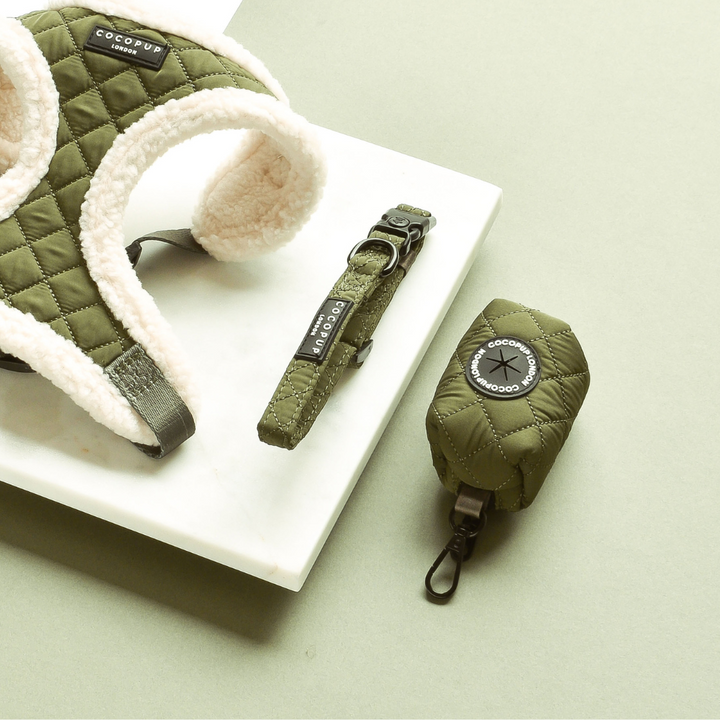 Khaki Quilted Poop Bag Holder