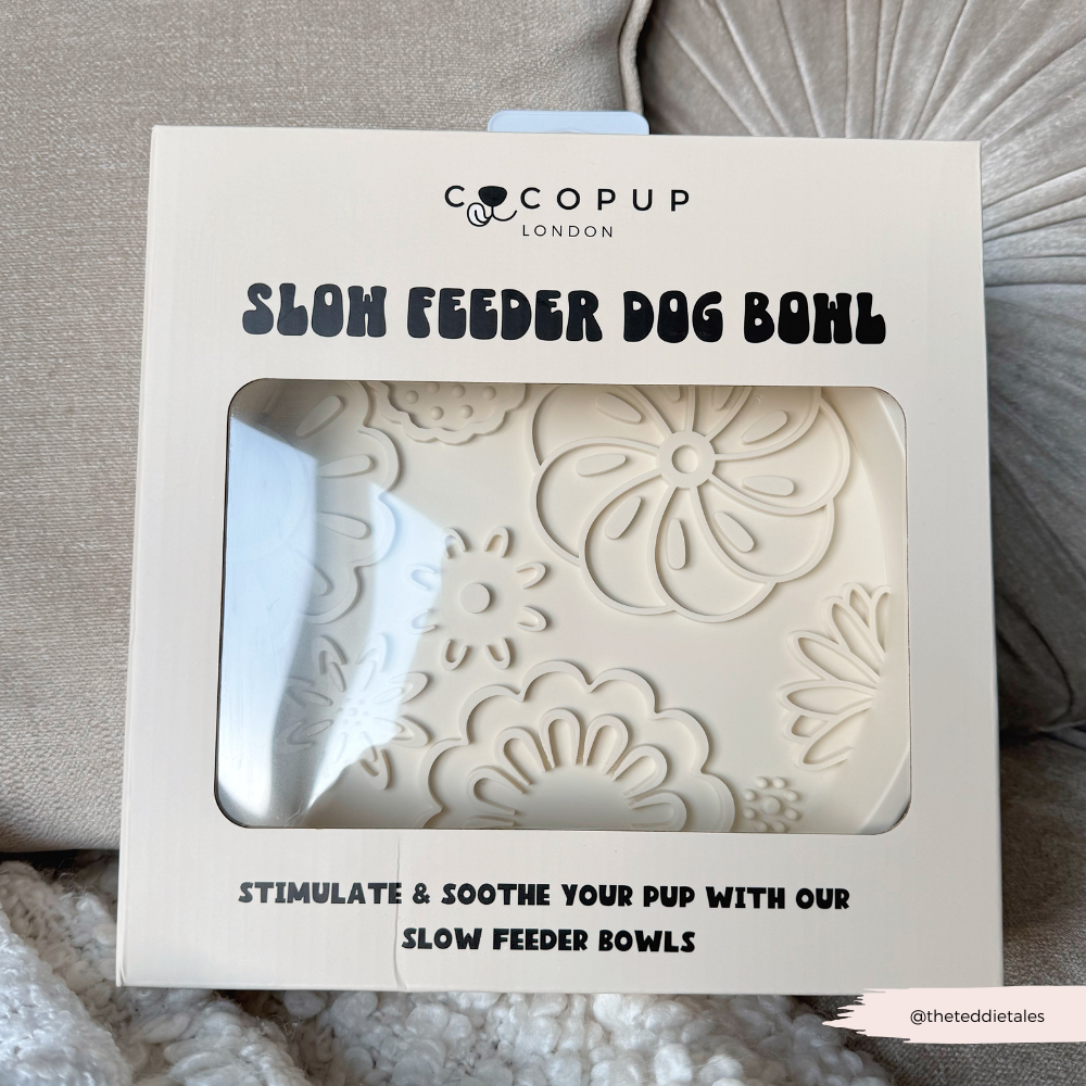 Silicone Slow Feed Dog Bowl - Cream Flowers