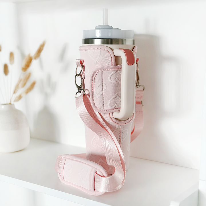 Baby Pink Heart Tumbler Carry Case by Coconut Lane