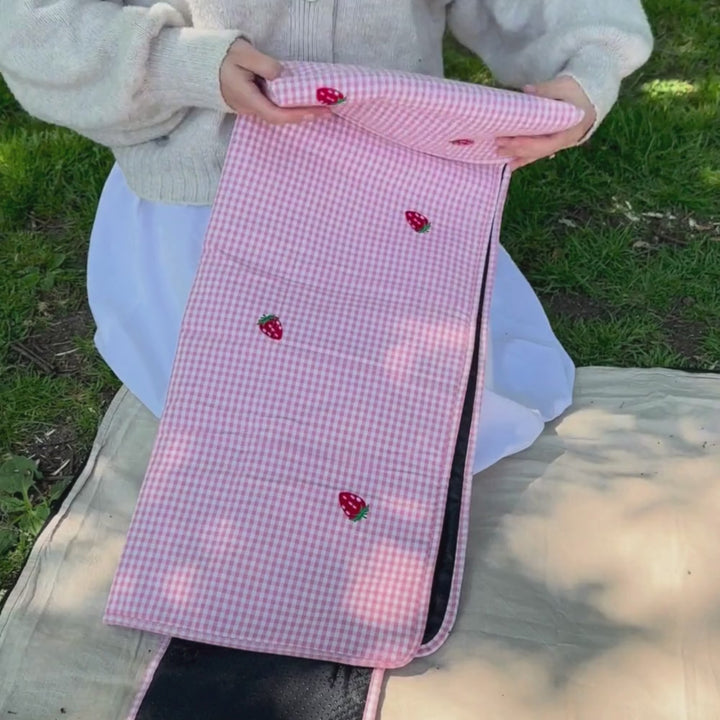 Travel Mat & Blanket Set - Strawberry Picnic Pup