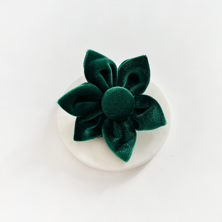 LUXE Velvet Forest Green Collar Flower